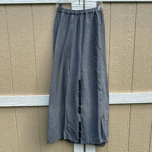 Cynthia Ashby Cotton Lagenlook Adjustable Snap Boho Maxi Skirt Womens Size Small